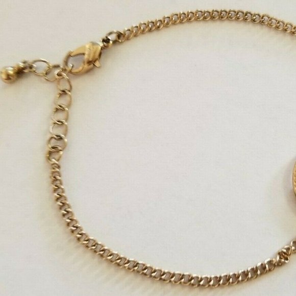 Goldtone PEACE SIGN with Rhinestones Bracelet - Picture 3 of 5